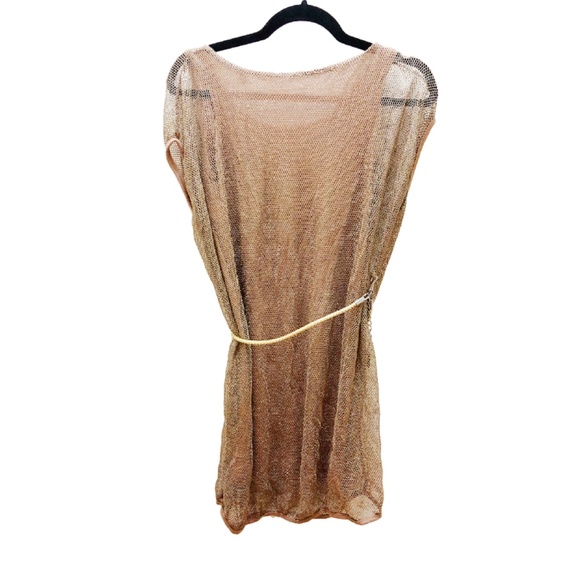 gold fishnet dress